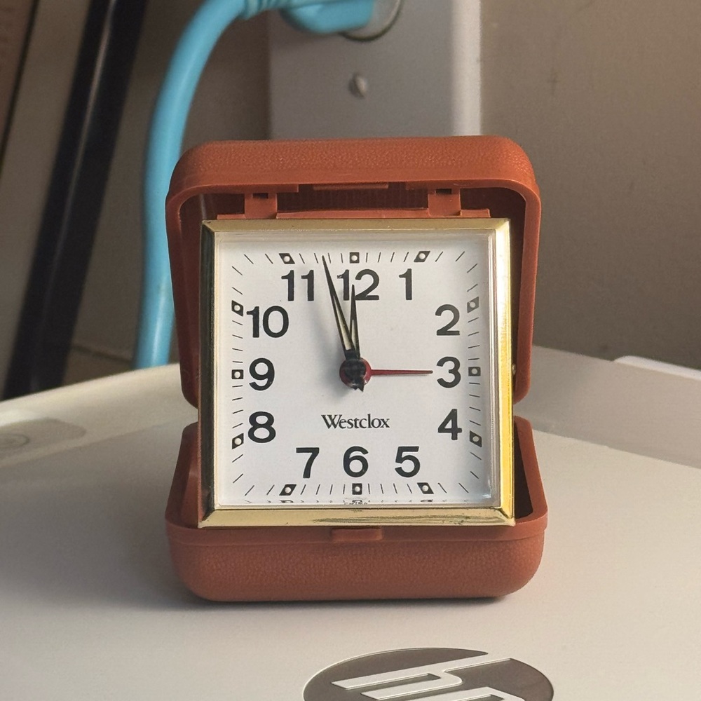 Vintage Westclox Brown Travel Alarm Clock
